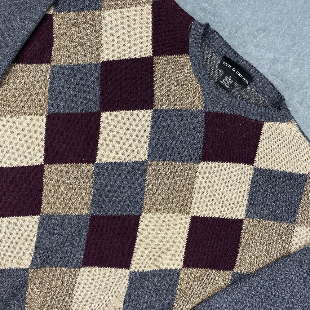 Vintage Croft & Barrow Sweater Mens Sz XL Geometric Diamond Pullover 90s Grandpa
